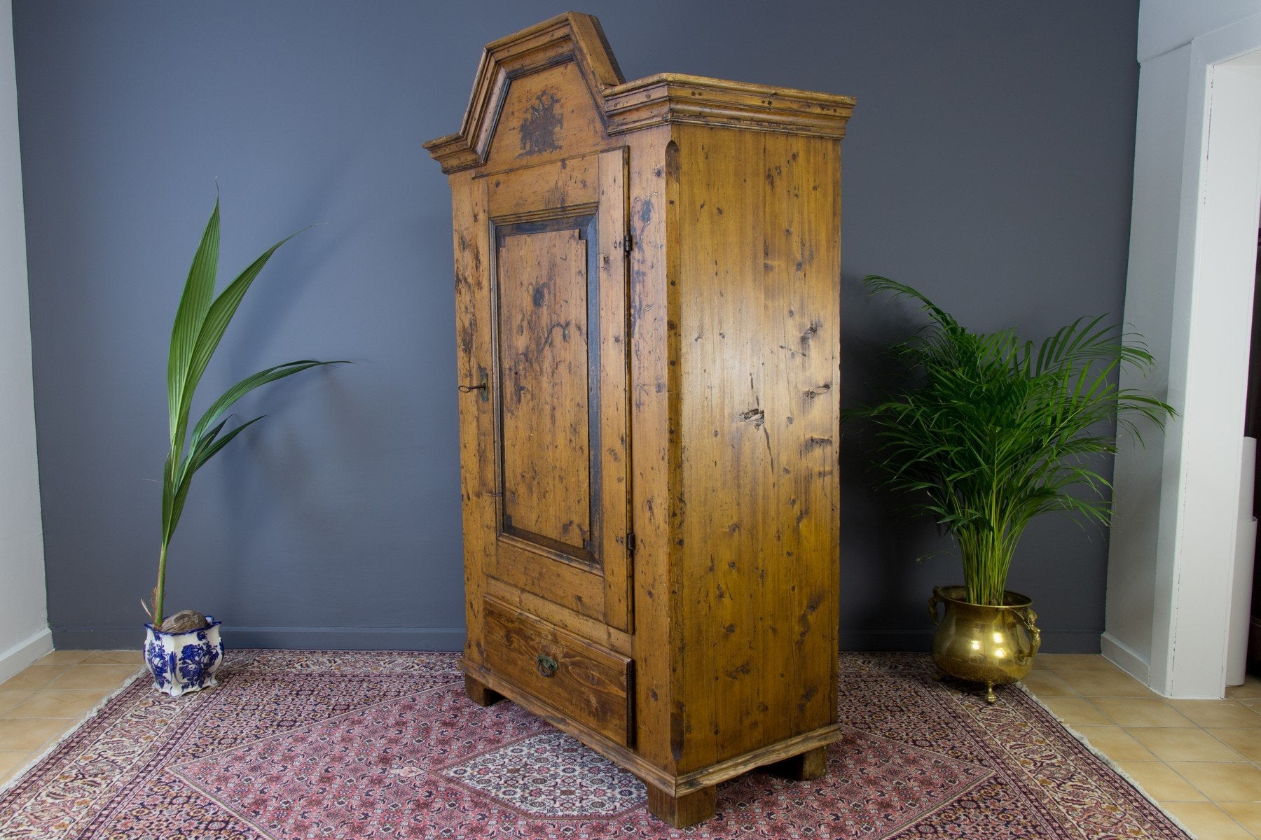 Antique Rustic Baltic Pine Armoire, 1862