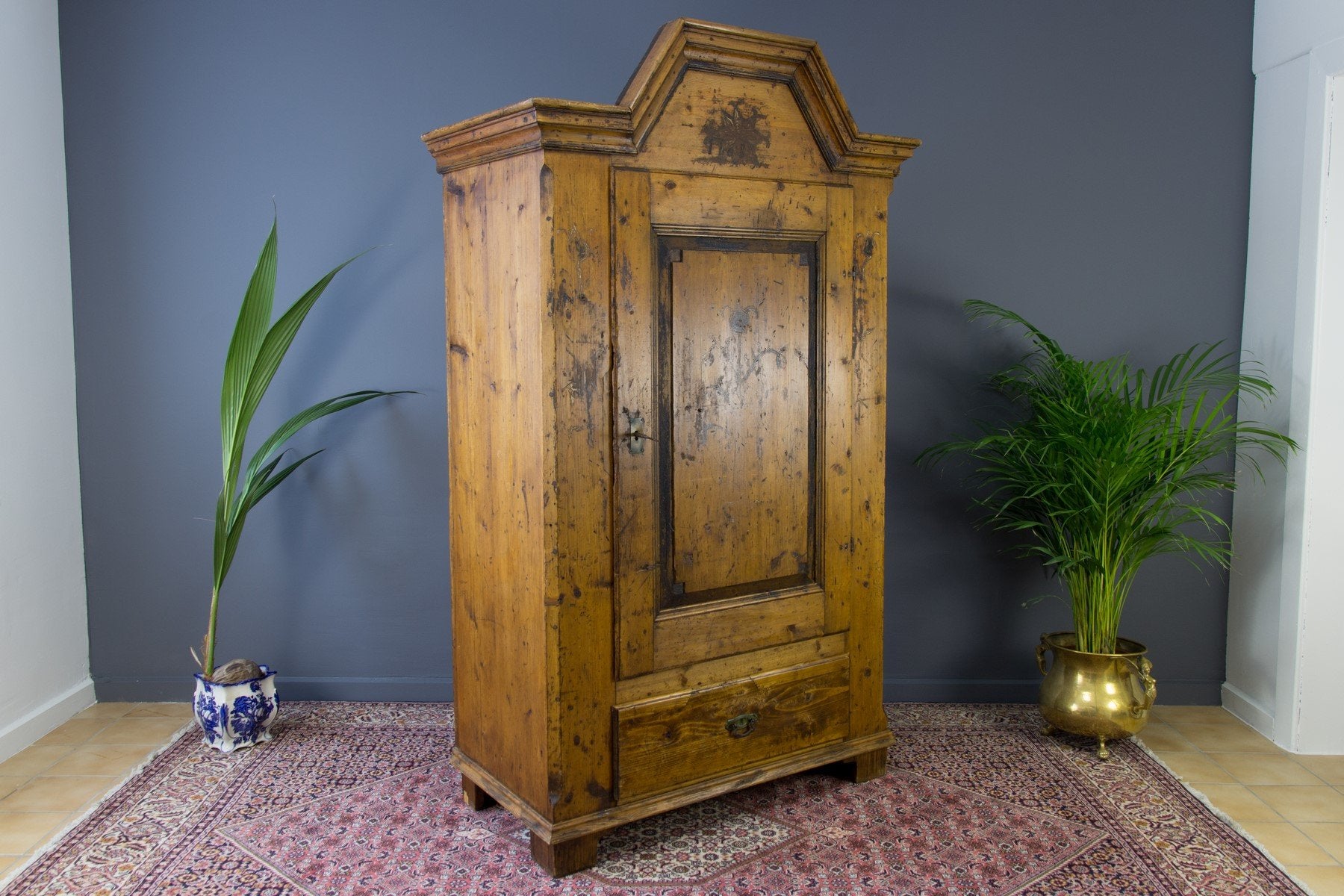 Antique Rustic Baltic Pine Armoire, 1862