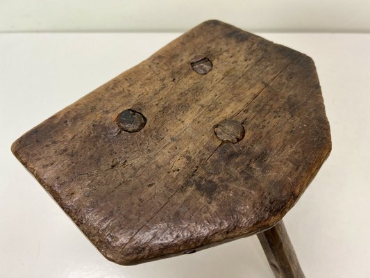 Antique Rustic Farm Milking Stool, 1900s-WZZ-1447669