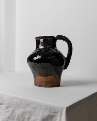 Antique Rustic Terracotta Jug with Black Glaze-HVJ-2041683