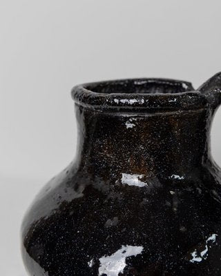 Antique Rustic Terracotta Jug with Black Glaze-HVJ-2041683