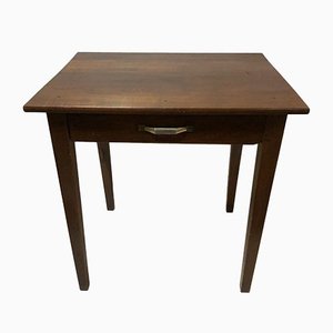 Antique Rustic Walnut 1-Drawer Table-SDV-676479