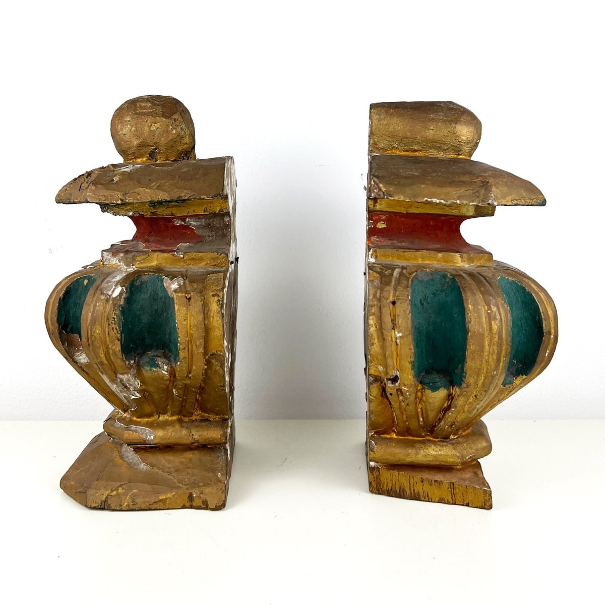 Antique Salvaged Wood Bookends, Set of 2