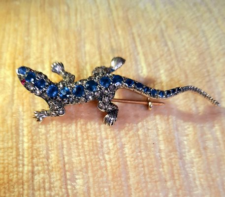 Antique Sapphire Lizard Brooch-EAI-712971