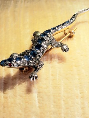 Antique Sapphire Lizard Brooch-EAI-712971