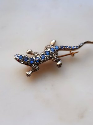 Antique Sapphire Lizard Brooch-EAI-712971