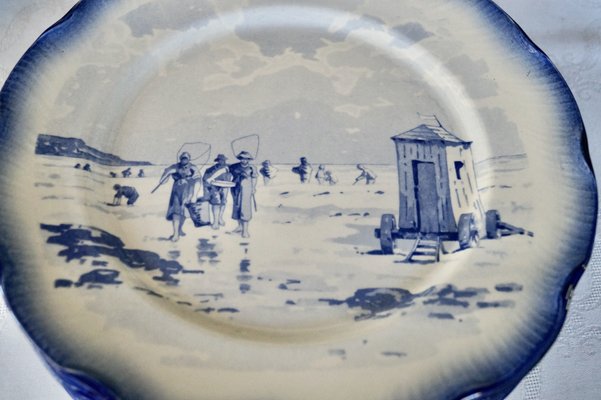 Antique Sarreguemines Pottery Marines Dinner Plates, 1925, Set of 12-DVX-2033920