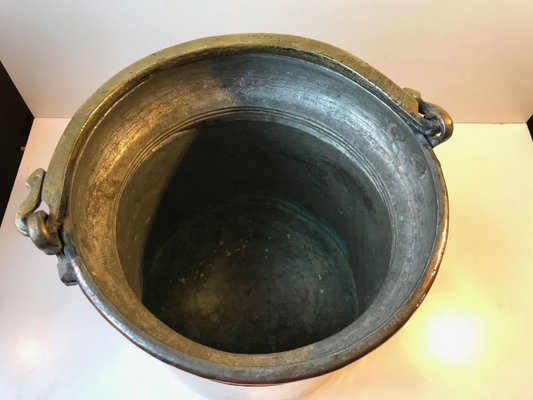 Antique Scandinavian Coal or Fireplace Bucket in Copper, 18th Century-LCR-883849