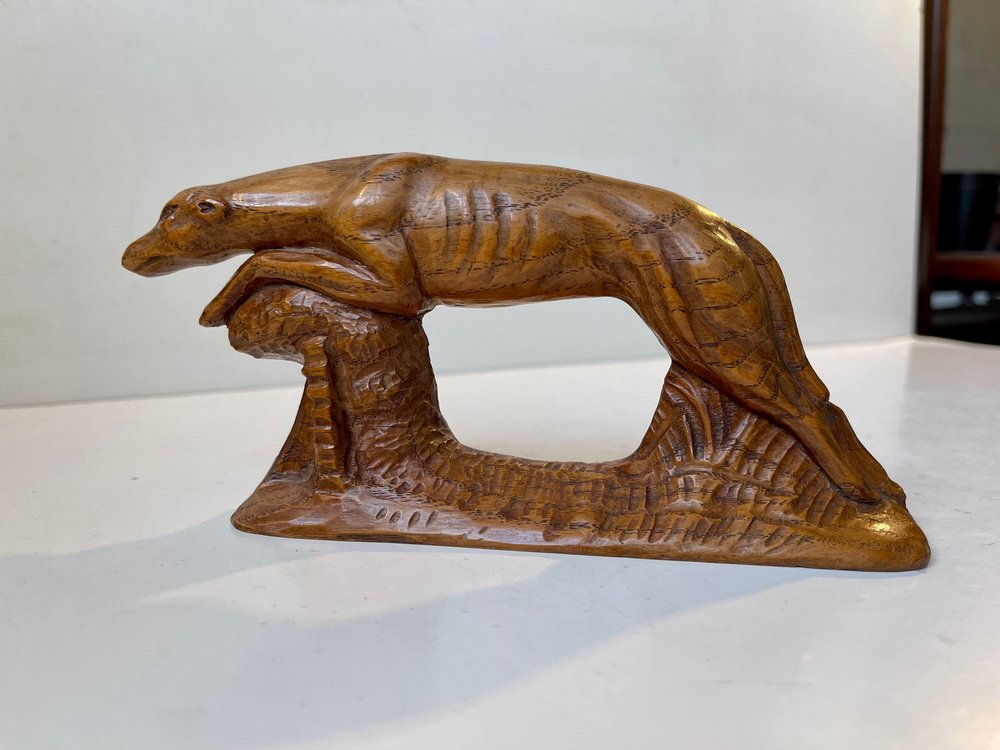 Antique Scandinavian Oak Greyhound