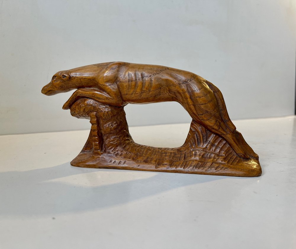 Antique Scandinavian Oak Greyhound