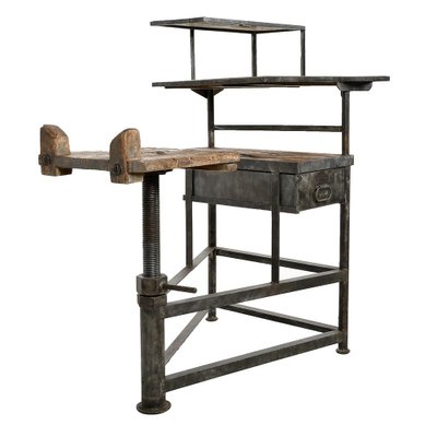 Antique Sculptor's Worktable in Wood & Metal-NQ-1721218