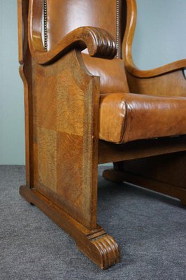 Antique Sheep Leather Throne Chair-HPP-1373315