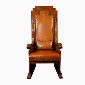 Antique Sheep Leather Throne Chair-HPP-1373315