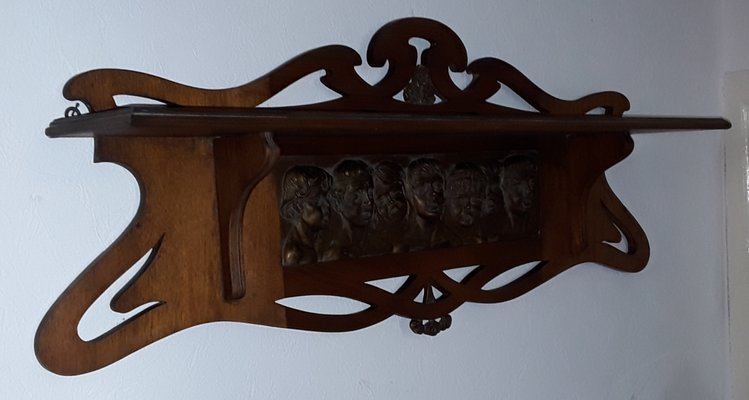 Antique Shelf with Children's Choir Carving-HOI-883454