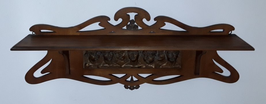 Antique Shelf with Children's Choir Carving-HOI-883454