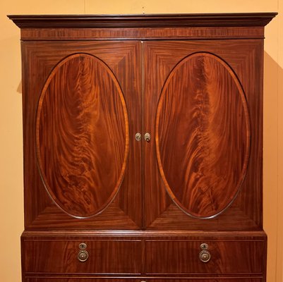 Antique Sheraton Mahogany Linen Press, 18th Century-HPU-860721