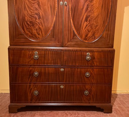 Antique Sheraton Mahogany Linen Press, 18th Century-HPU-860721