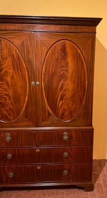 Antique Sheraton Mahogany Linen Press, 18th Century-HPU-860721