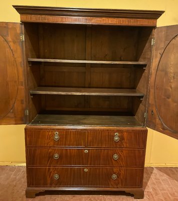 Antique Sheraton Mahogany Linen Press, 18th Century-HPU-860721