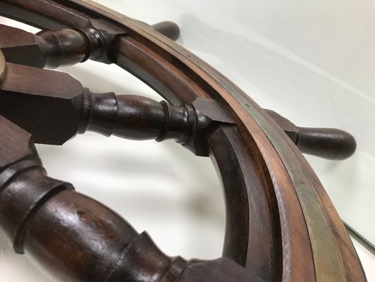 Antique Ship's Steering Wheel in Teak from John Hastie, 20th Century-WZZ-1180605