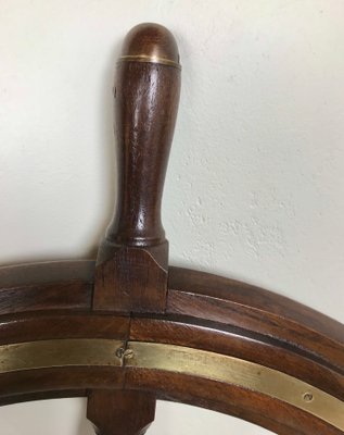 Antique Ship's Steering Wheel in Teak from John Hastie, 20th Century-WZZ-1180605