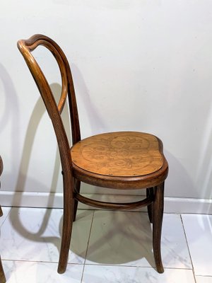 Antique Side Chairs with Embossed Wooden Seat by Michael Thonet for Gebrüder Thonet Vienna GmbH, Set of 2-IKW-786634