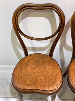 Antique Side Chairs with Embossed Wooden Seat by Michael Thonet for Gebrüder Thonet Vienna GmbH, Set of 2-IKW-786634