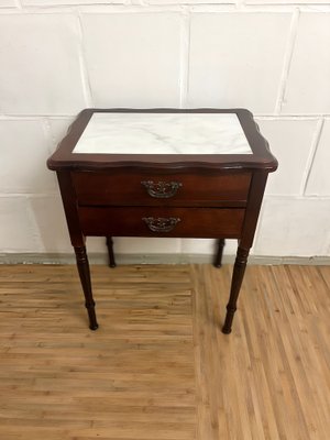 Antique Side Table with Marble Top-SZM-1772358