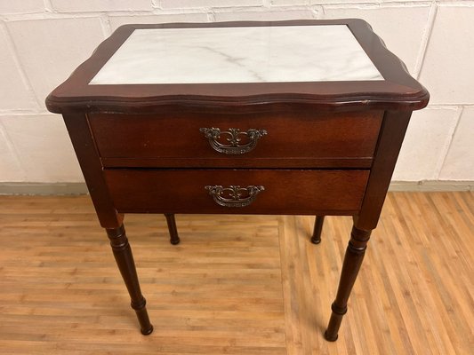 Antique Side Table with Marble Top-SZM-1772358