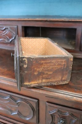 Antique Sideboard in Solid Walnut with Plate Rack, 1680s-DCO-1352045