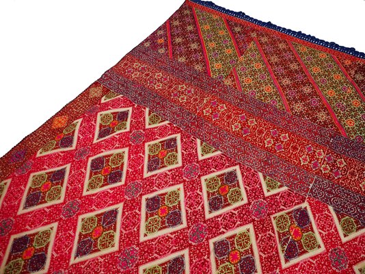 Antique Silk Embroidered Wall Hanging, Swat Valley Pulkari, 1890s-UZN-1433735