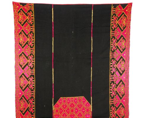 Antique Silk Embroidered Wall Hanging, Swat Valley Pulkari, 1890s-UZN-1435718