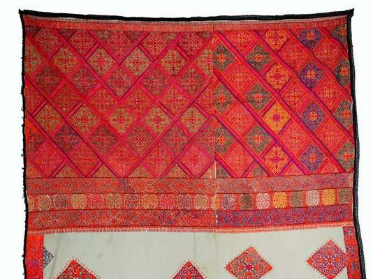 Antique Silk Embroidered Wall Hanging, Swat Valley Pulkari, 1890s-UZN-1433744