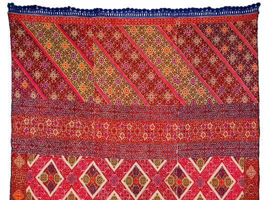 Antique Silk Embroidered Wall Hanging, Swat Valley Pulkari, 1890s-UZN-1433735