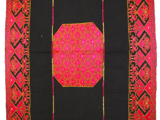 Antique Silk Embroidered Wall Hanging, Swat Valley Pulkari, 1890s-UZN-1435718