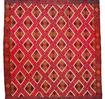 Antique Silk Embroidered Wall Hanging, Swat Valley Pulkari, 1890s-UZN-1433735