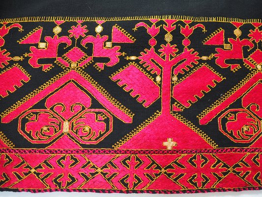 Antique Silk Embroidered Wall Hanging, Swat Valley Pulkari, 1890s-UZN-1435718