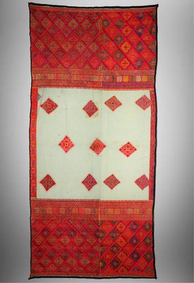 Antique Silk Embroidered Wall Hanging, Swat Valley Pulkari, 1890s-UZN-1433744