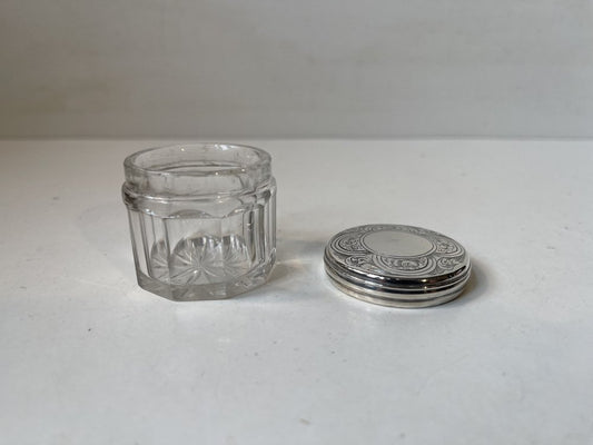 Antique Silver and Crystal Vanity Jar from Thomas Wallis, 1834