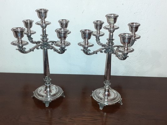 Antique Silver Candlesticks, 1890s, Set of 2-AKA-2016372