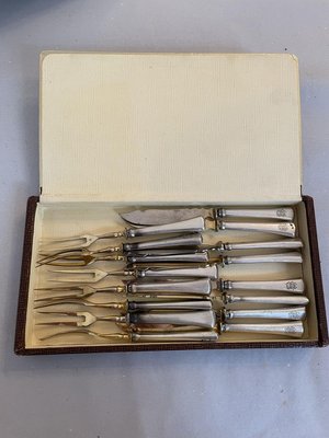 Antique Silver Fruit Cutlery Set by Alfred Pollak, Set of 16-SEI-885636