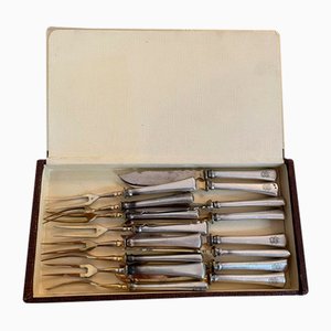 Antique Silver Fruit Cutlery Set by Alfred Pollak, Set of 16-SEI-885636