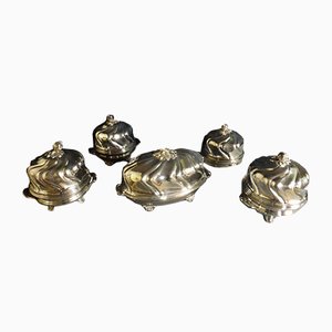 Antique Silver Metal Bells, Set of 5-WSV-667077