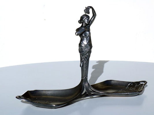 Antique Silver Metalware Female Figure by Albert Mayer for WMF