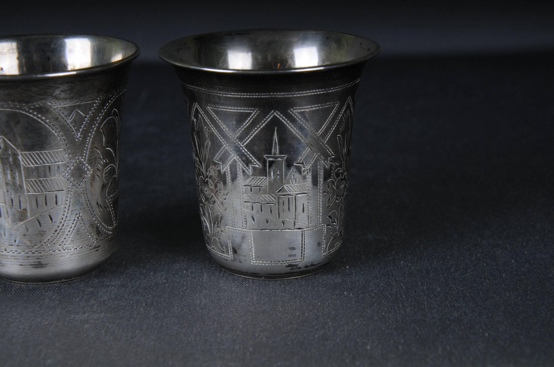 Antique Silver Mugs in Silver, Set of 2