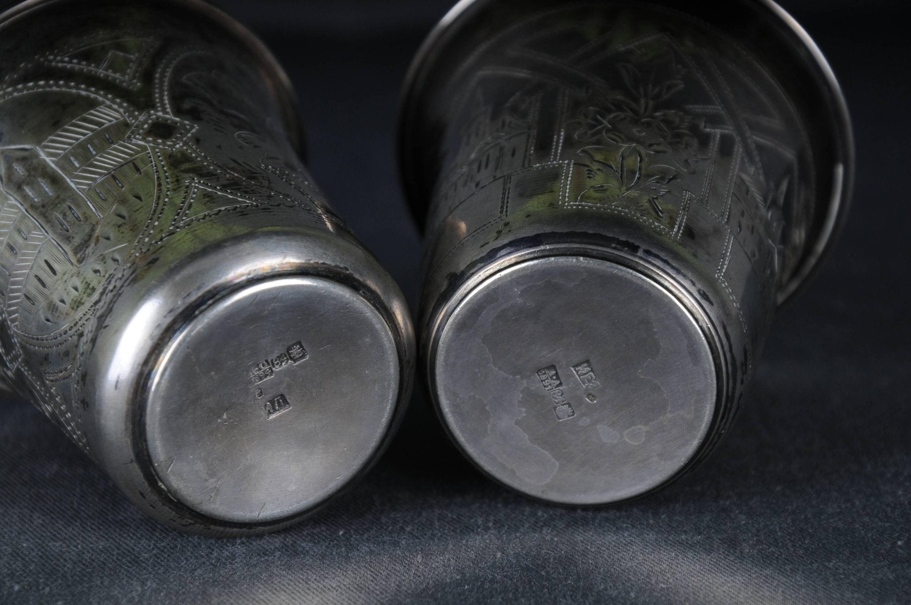 Antique Silver Mugs in Silver, Set of 2