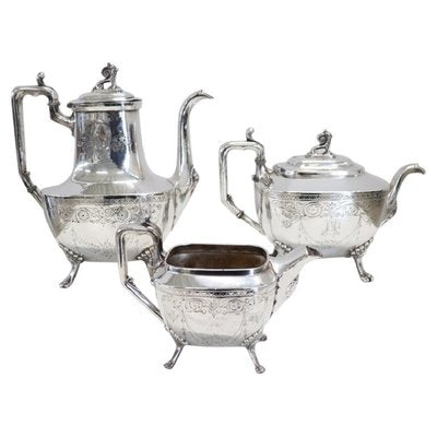 Antique Silver Plate Tea and Coffee Set by Mark Reed & Barton, 1880s, Set of 3-DCO-1294976