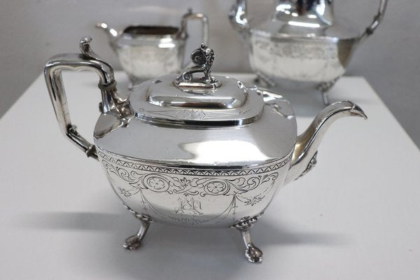 Antique Silver Plate Tea and Coffee Set by Mark Reed & Barton, 1880s, Set of 3-DCO-1294976