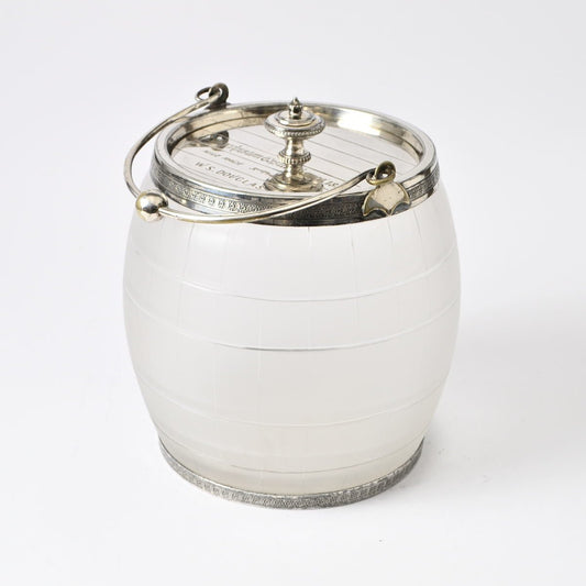 Antique Silver-Plated Barrel Biscuit Box, 1887