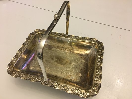 Antique Silver Plated Brass Basket-WQQ-646984